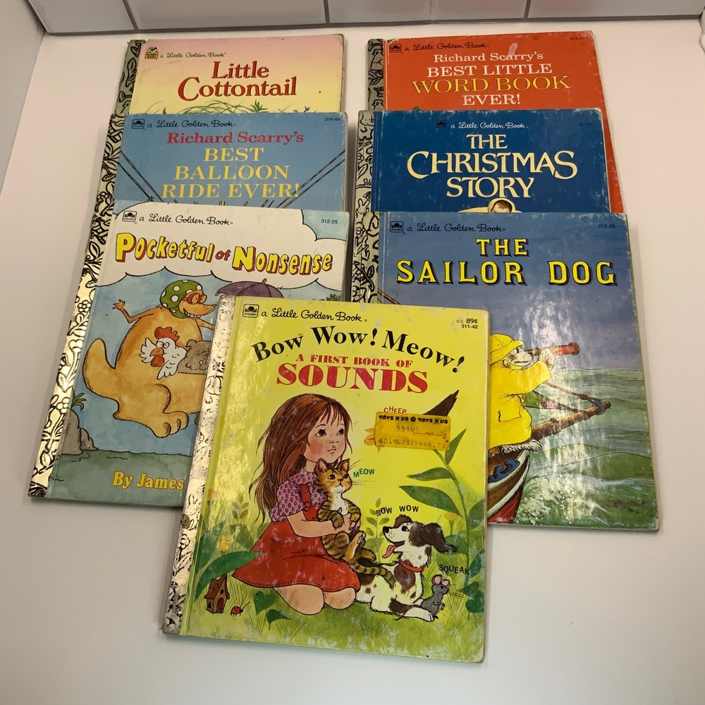 Vintage Little Golden Books Richard Scarry Sailor Dog Bundle Paper Multi 7 Pack